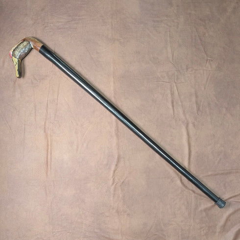 British Vintage Thick Black Shaft Cane with Painted Duckhead Handle, 94cm
